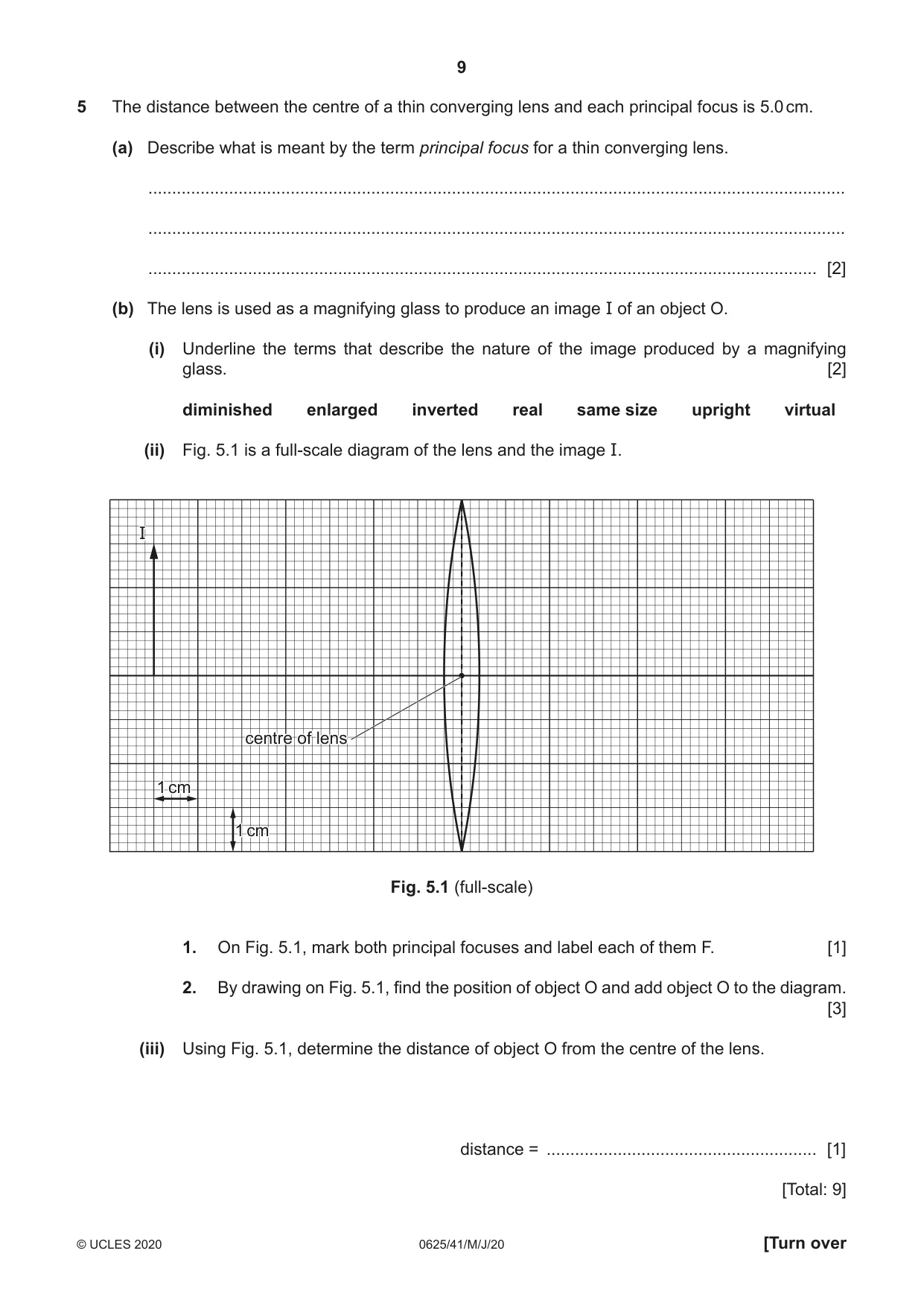 Cambridge IGCSE Physics 0625 2020 May/June Paper 4 · Variant 1 question paper, page 9 of 16