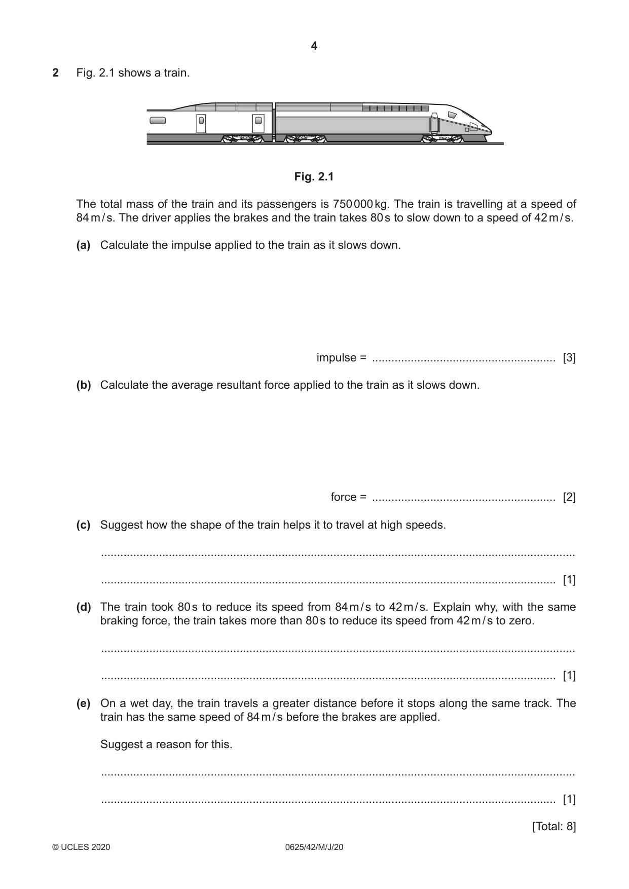 Cambridge IGCSE Physics 0625 2020 May/June Paper 4 · Variant 2 question paper, page 4 of 12