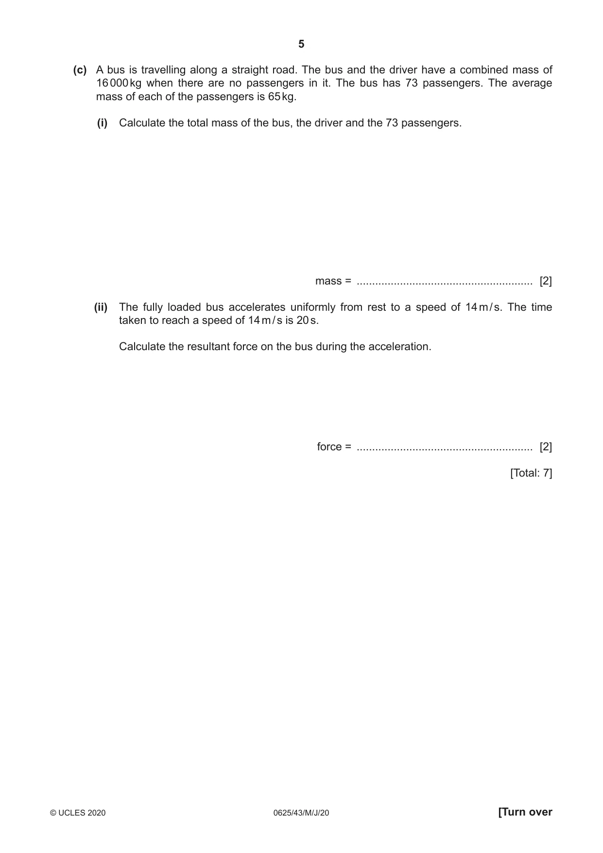 Cambridge IGCSE Physics 0625 2020 May/June Paper 4 · Variant 3 question paper, page 5 of 16