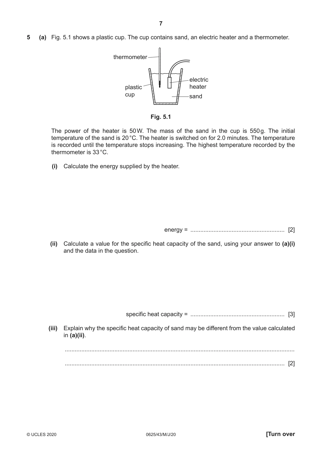 Cambridge IGCSE Physics 0625 2020 May/June Paper 4 · Variant 3 question paper, page 7 of 16