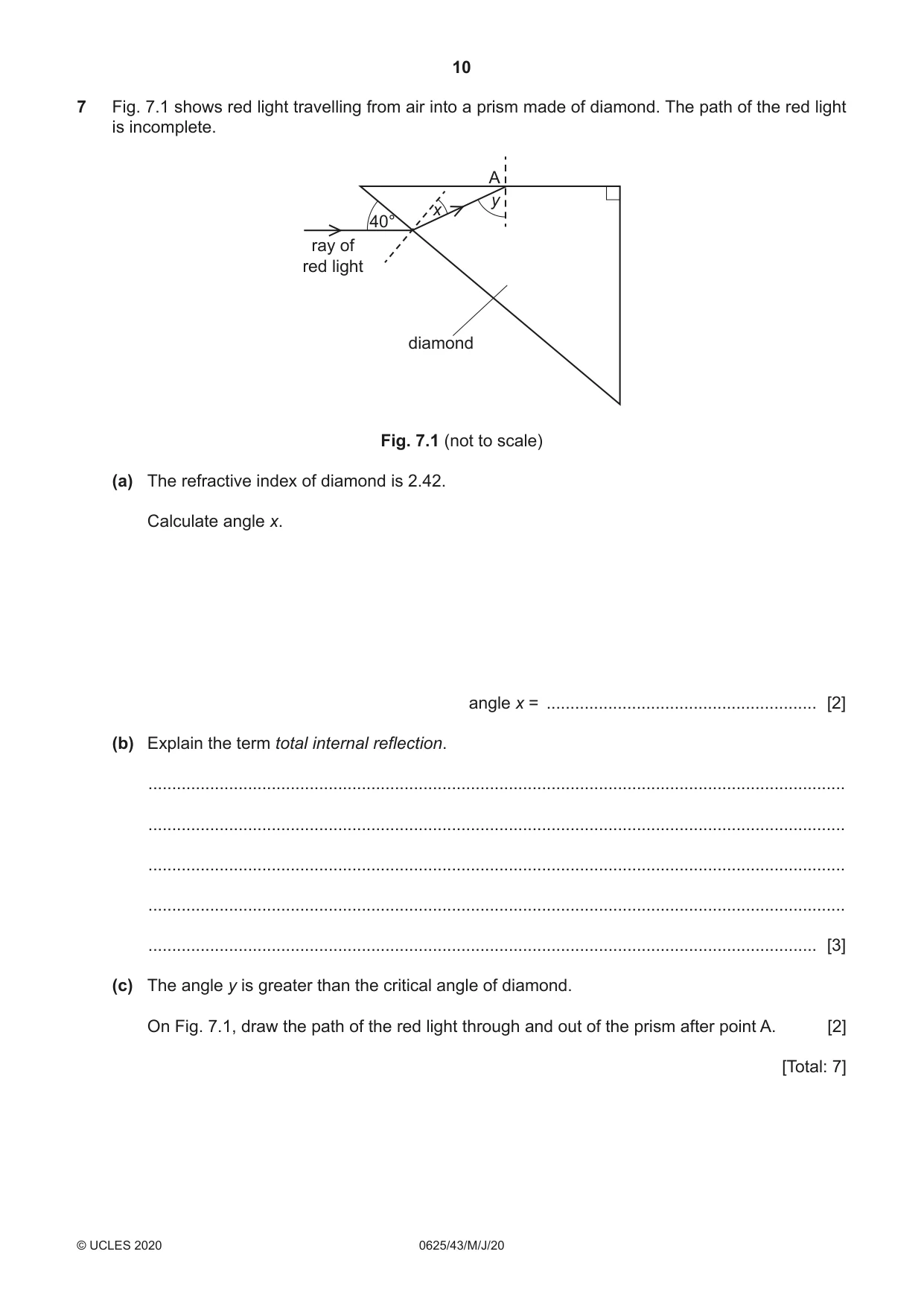 Cambridge IGCSE Physics 0625 2020 May/June Paper 4 · Variant 3 question paper, page 10 of 16