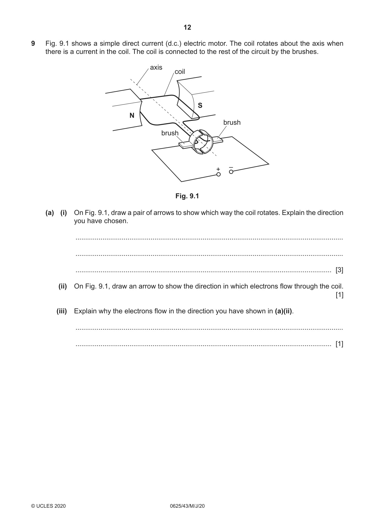 Cambridge IGCSE Physics 0625 2020 May/June Paper 4 · Variant 3 question paper, page 12 of 16