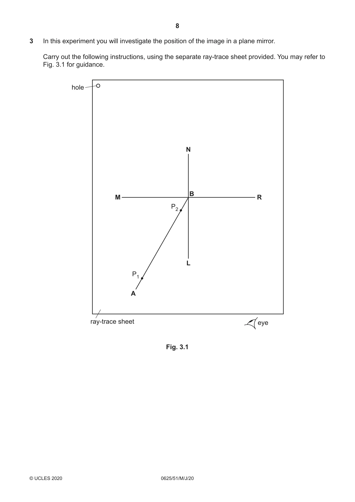 Cambridge IGCSE Physics 0625 2020 May/June Paper 5 · Variant 1 question paper, page 8 of 12