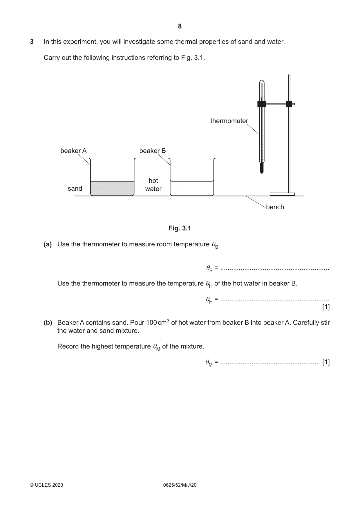 Cambridge IGCSE Physics 0625 2020 May/June Paper 5 · Variant 2 question paper, page 8 of 12