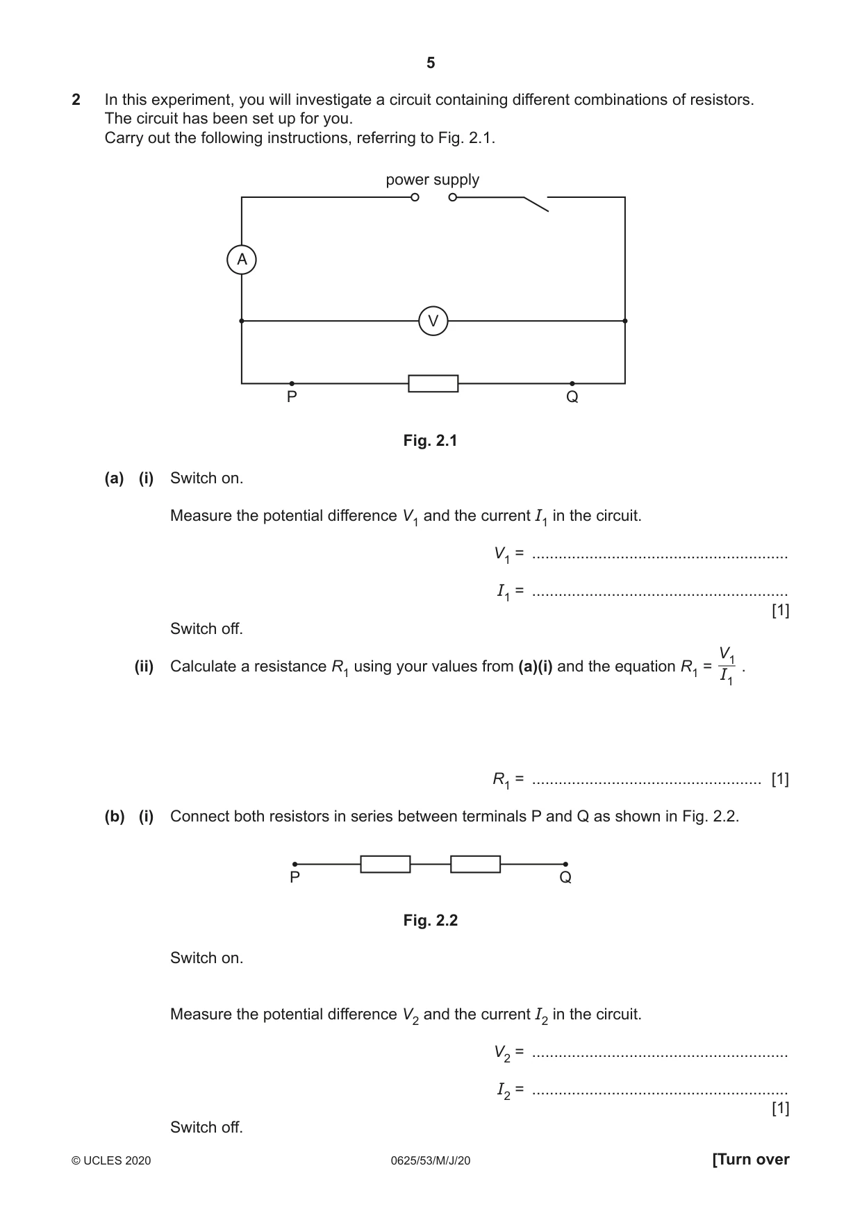 Cambridge IGCSE Physics 0625 2020 May/June Paper 5 · Variant 3 question paper, page 5 of 12