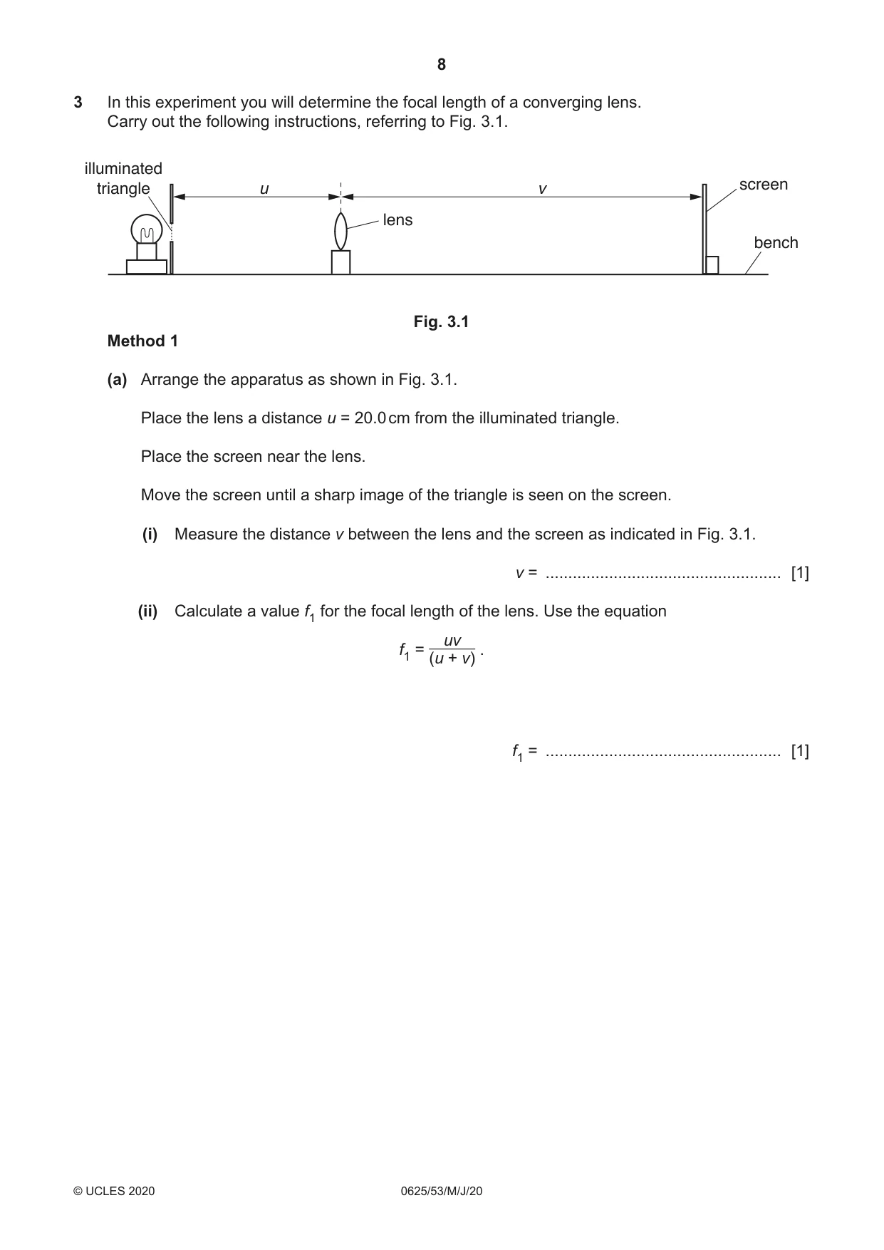 Cambridge IGCSE Physics 0625 2020 May/June Paper 5 · Variant 3 question paper, page 8 of 12