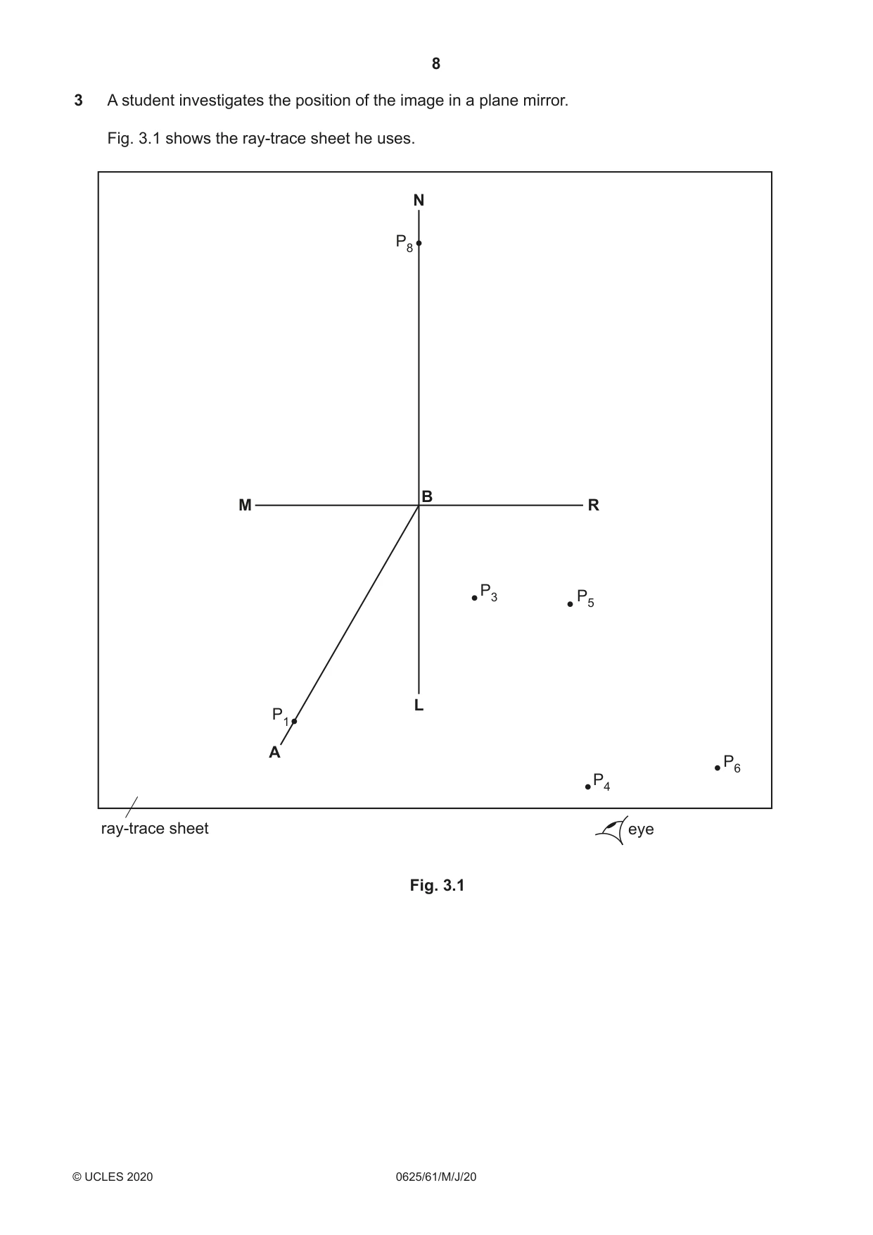 Cambridge IGCSE Physics 0625 2020 May/June Paper 6 · Variant 1 question paper, page 8 of 12