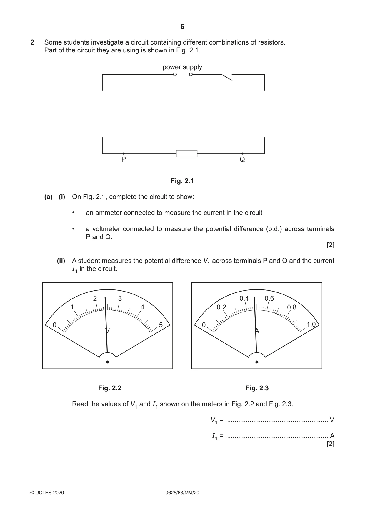 Cambridge IGCSE Physics 0625 2020 May/June Paper 6 · Variant 3 question paper, page 6 of 16