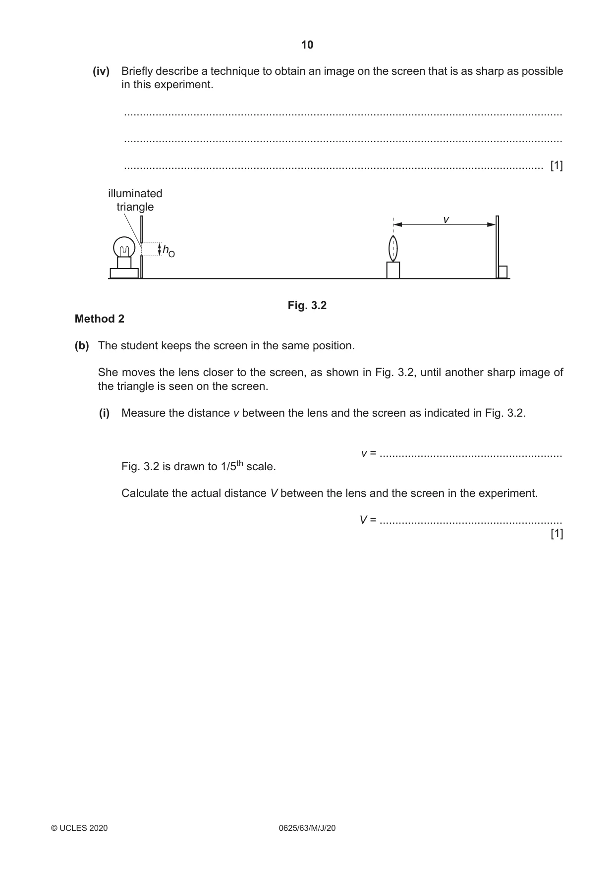 Cambridge IGCSE Physics 0625 2020 May/June Paper 6 · Variant 3 question paper, page 10 of 16