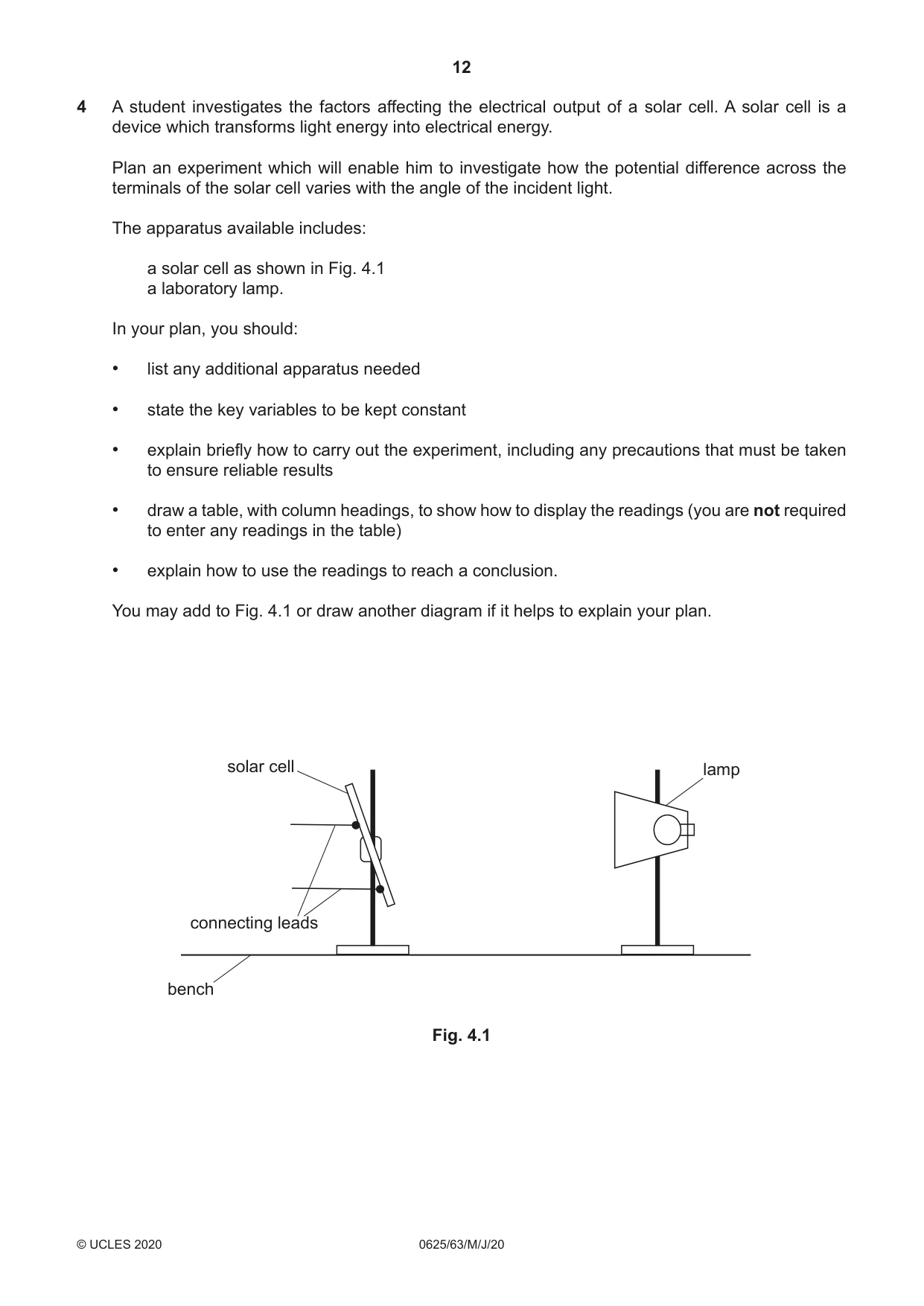 Cambridge IGCSE Physics 0625 2020 May/June Paper 6 · Variant 3 question paper, page 12 of 16