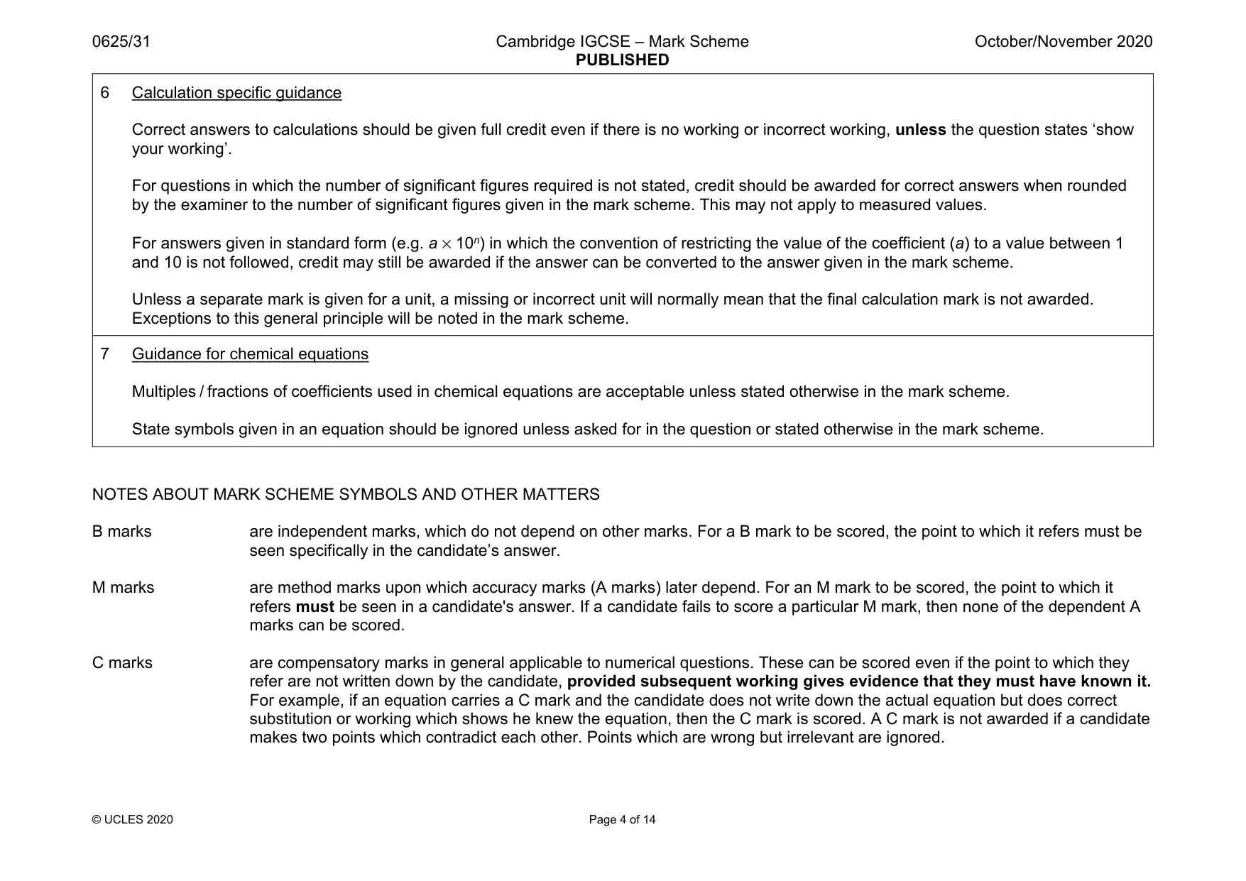 Mark scheme, page 4 of 14