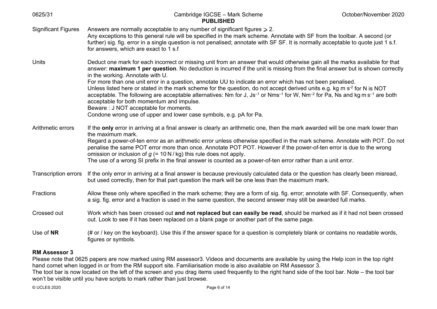 Mark scheme, page 6 of 14