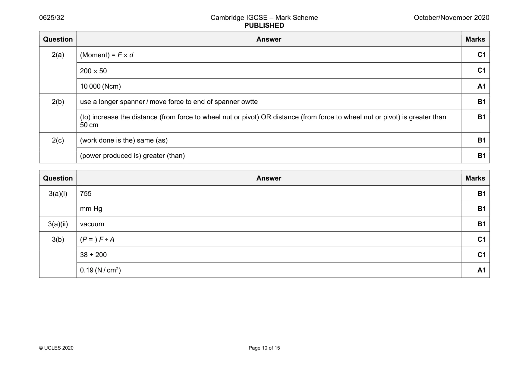 Mark scheme, page 10 of 15