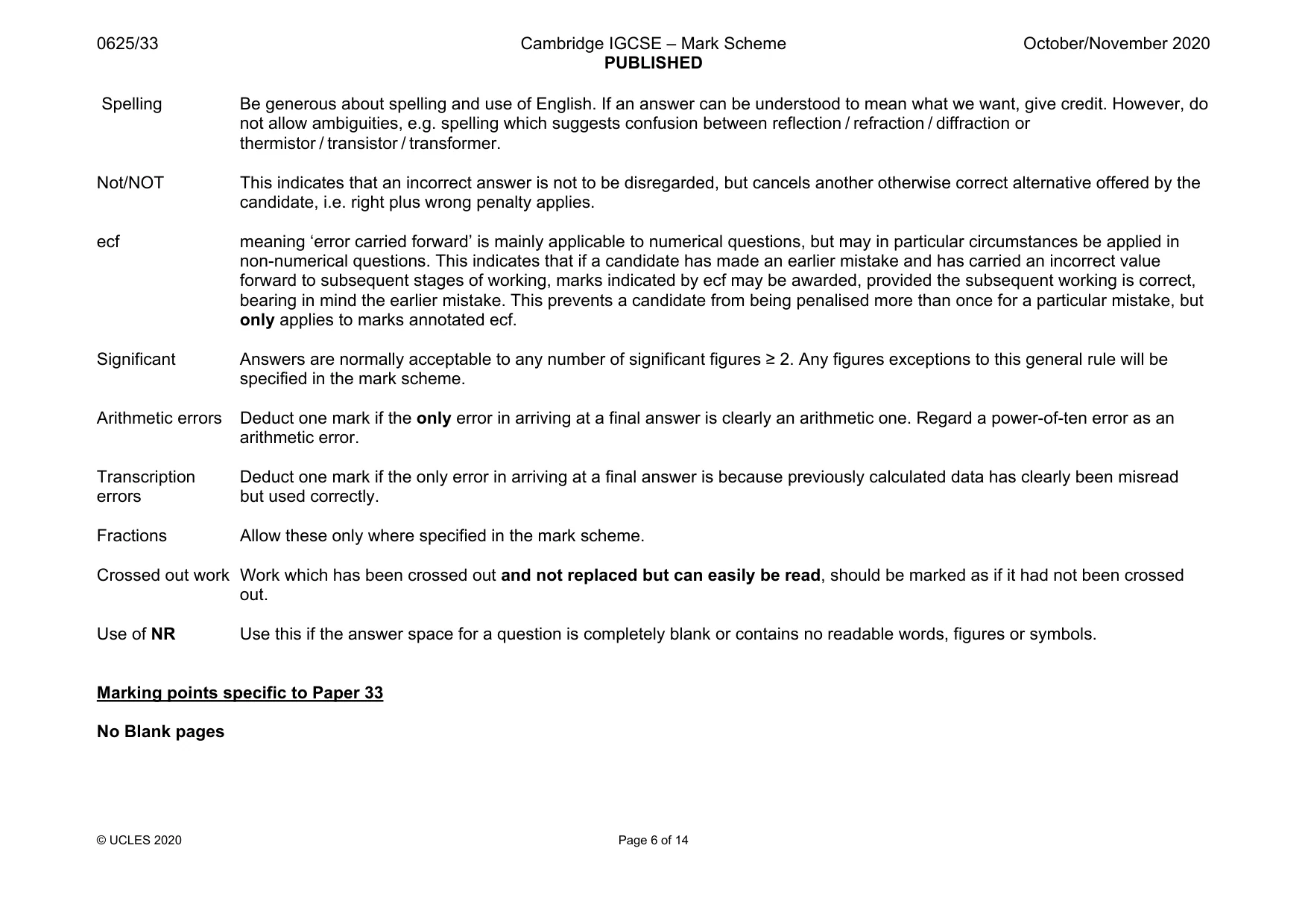 Mark scheme, page 6 of 14