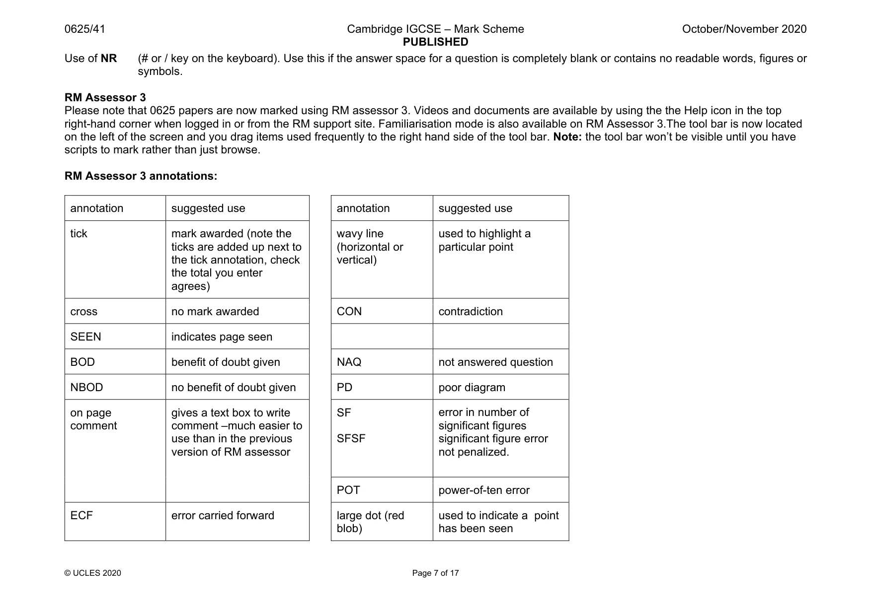 Mark scheme, page 7 of 17