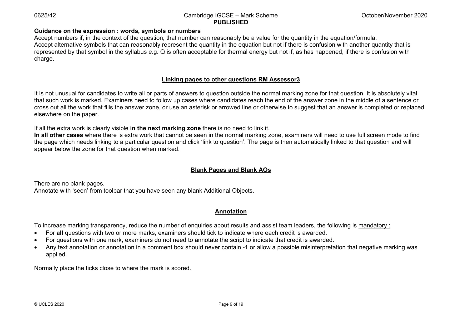 Mark scheme, page 9 of 19