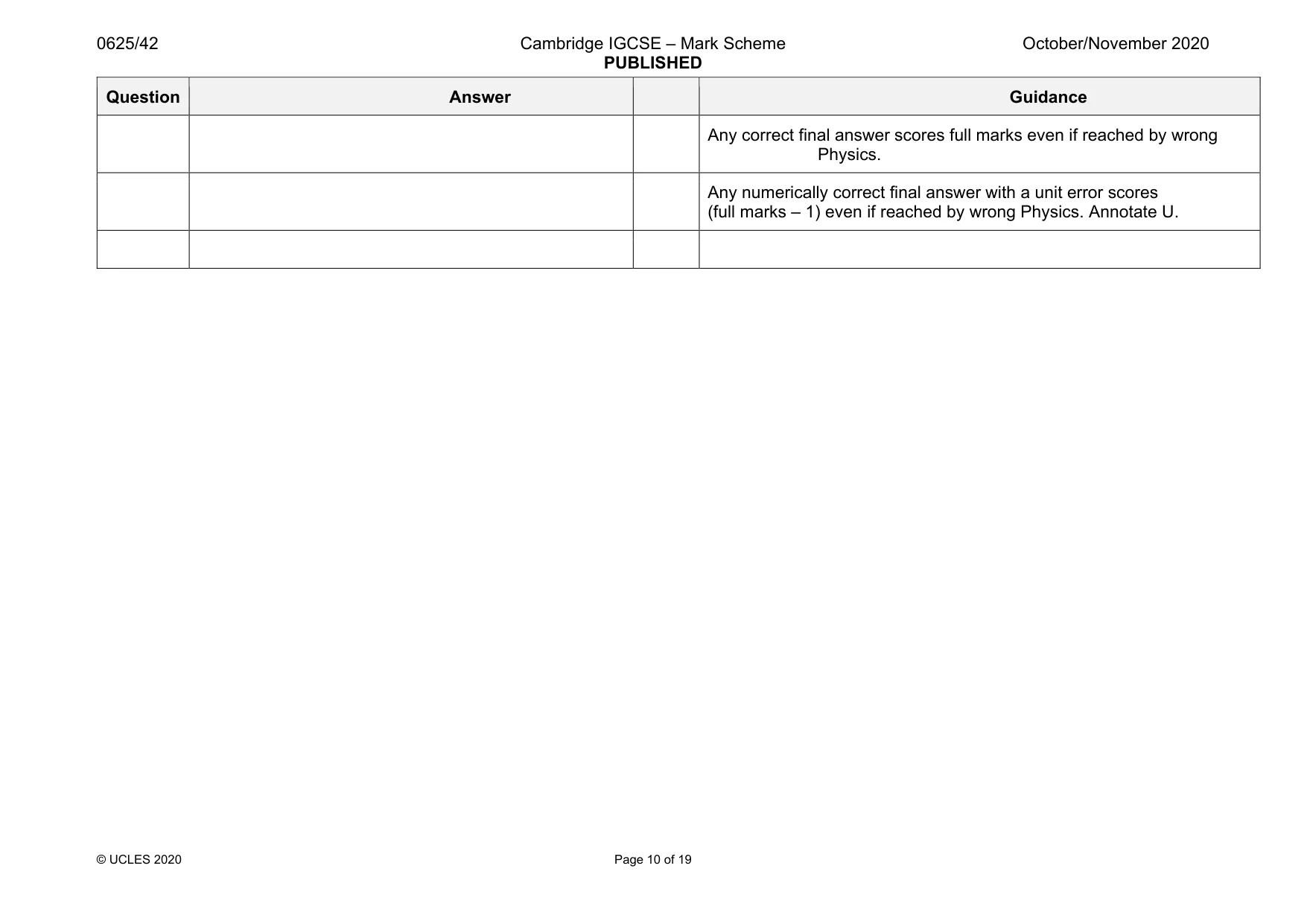 Mark scheme, page 10 of 19