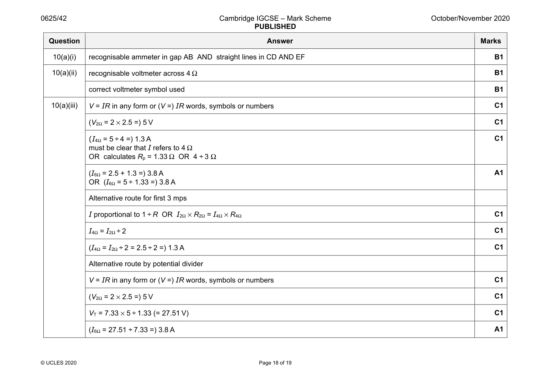 Mark scheme, page 18 of 19