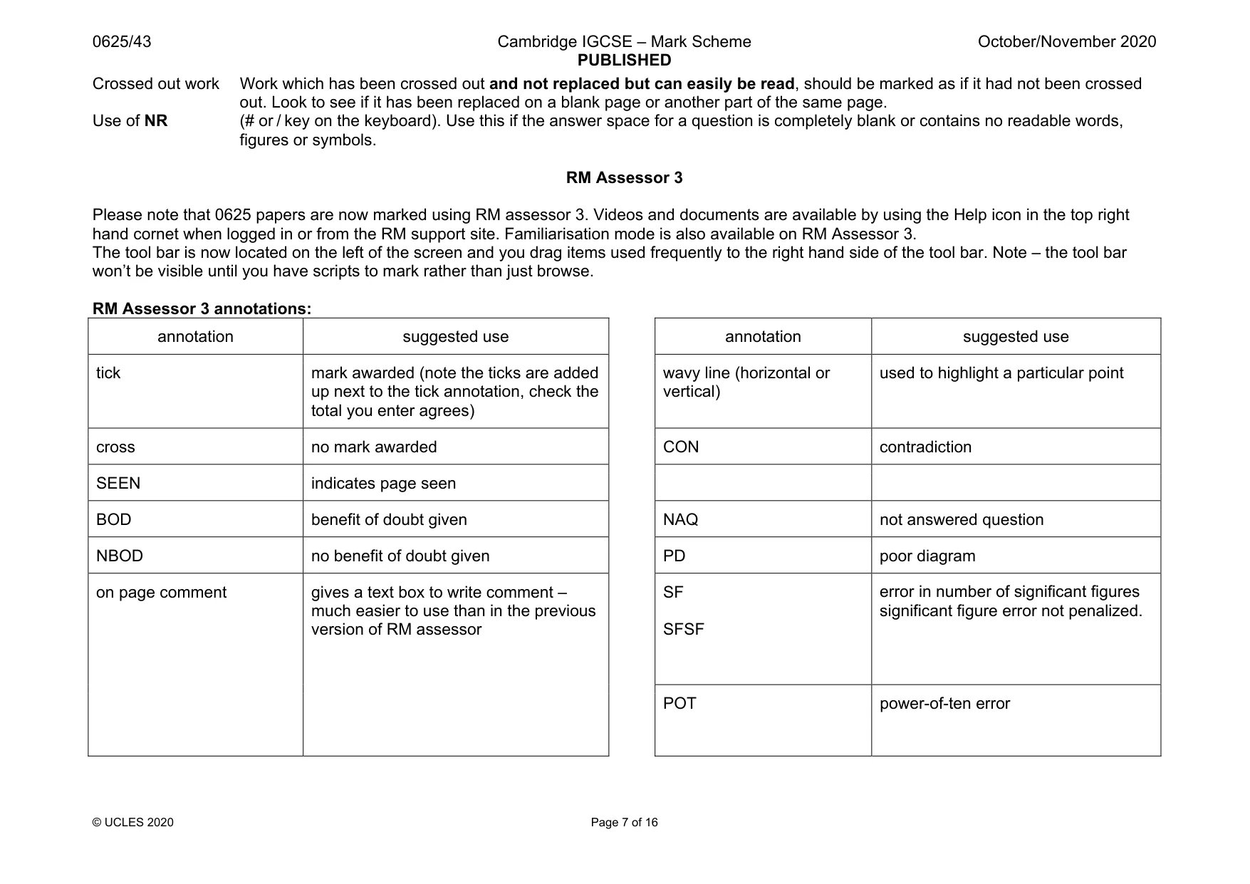 Mark scheme, page 7 of 16