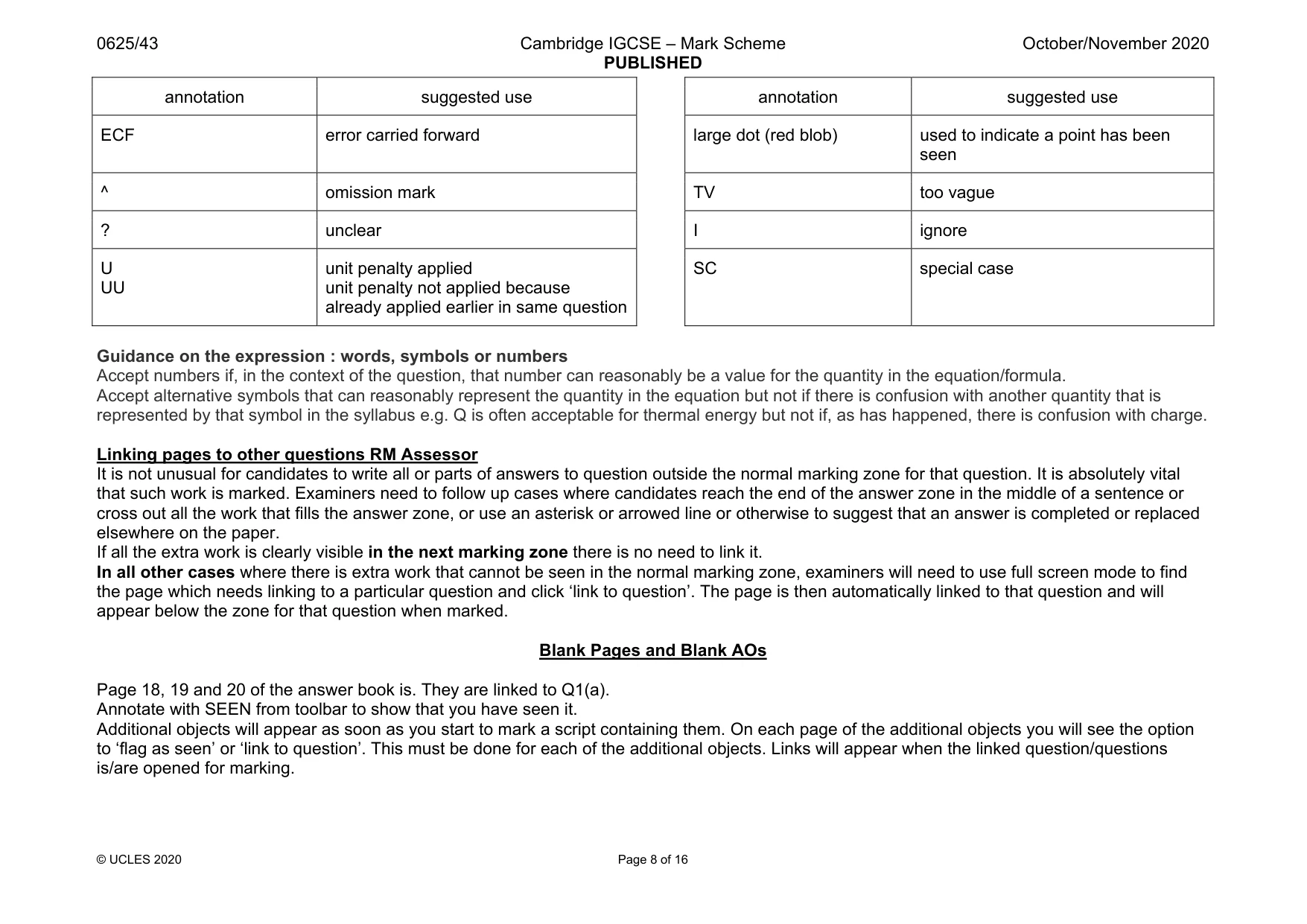 Mark scheme, page 8 of 16