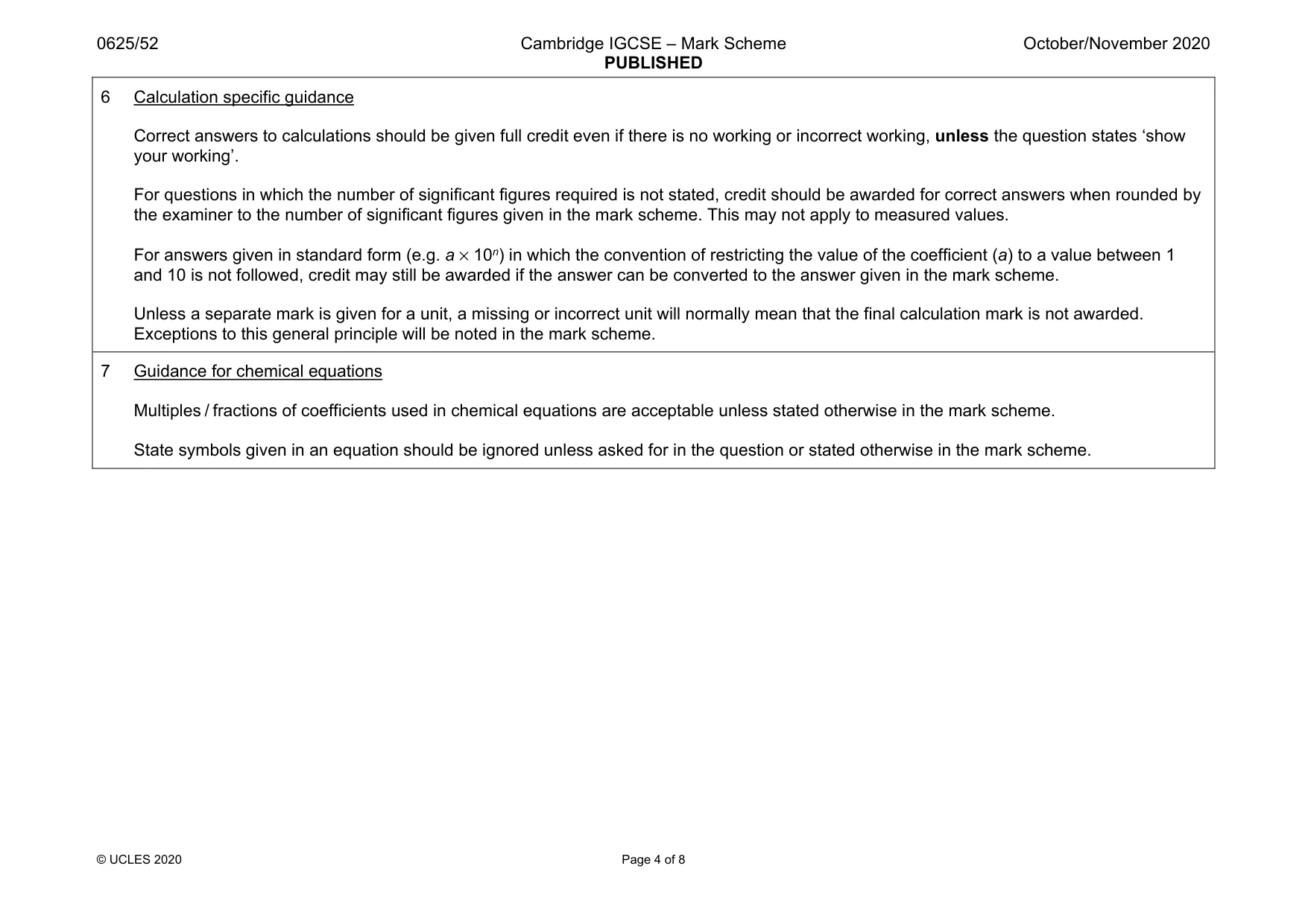 Mark scheme, page 4 of 8