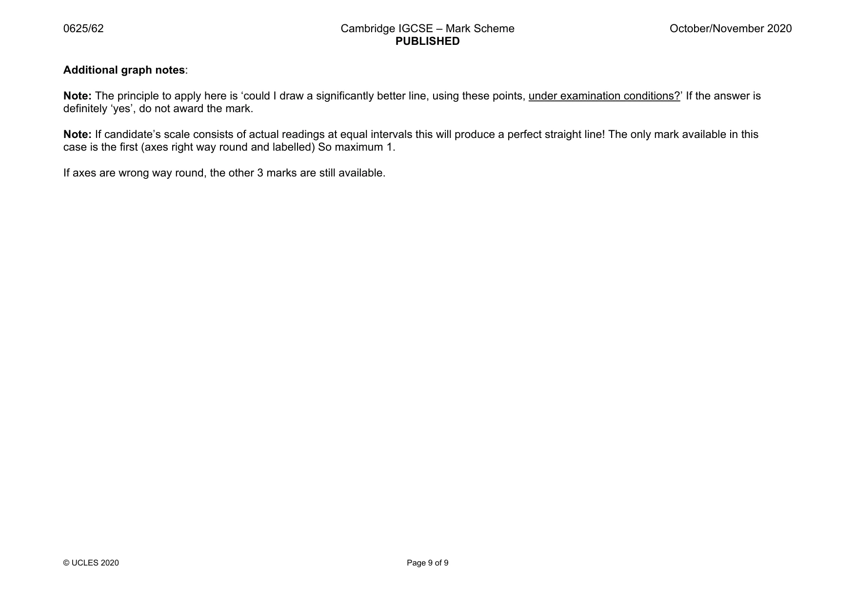 Mark scheme, page 9 of 9