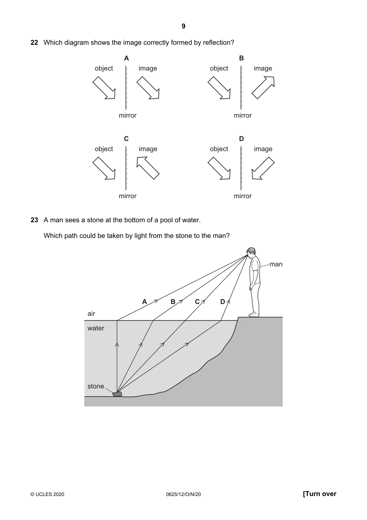 Cambridge IGCSE Physics 0625 2020 Oct/Nov Paper 1 · Variant 2 question paper, page 9 of 16