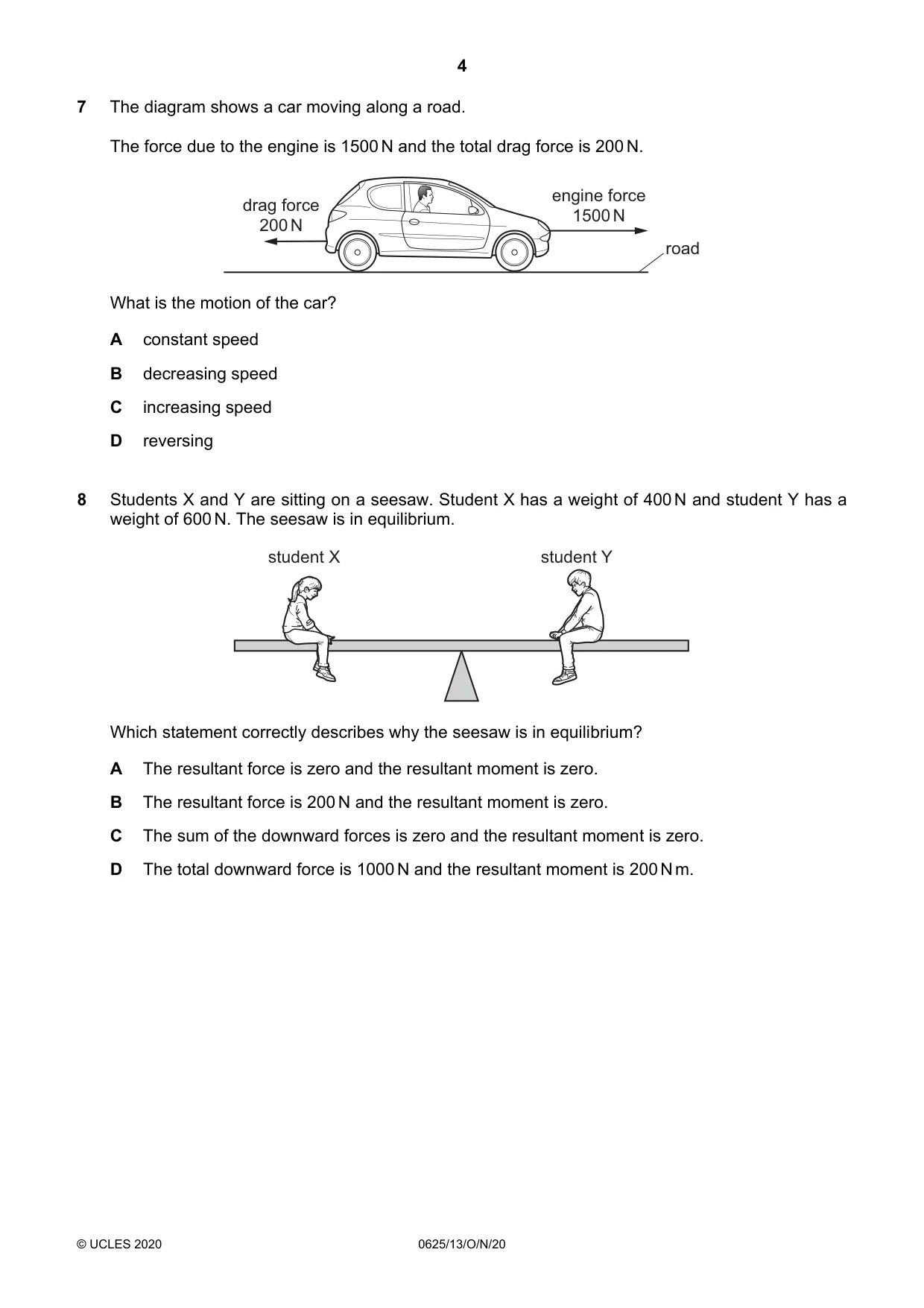 Cambridge IGCSE Physics 0625 2020 Oct/Nov Paper 1 · Variant 3 question paper, page 4 of 16
