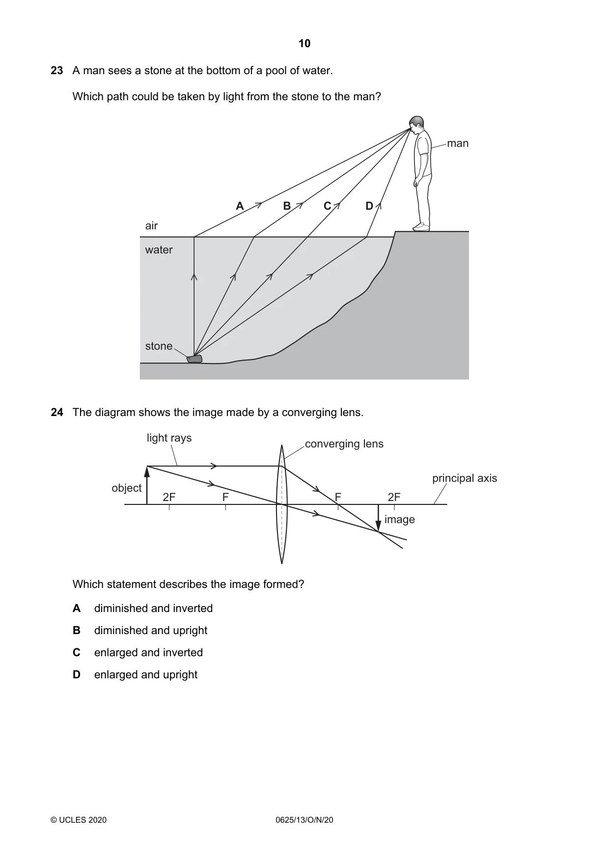 Cambridge IGCSE Physics 0625 2020 Oct/Nov Paper 1 · Variant 3 question paper, page 10 of 16