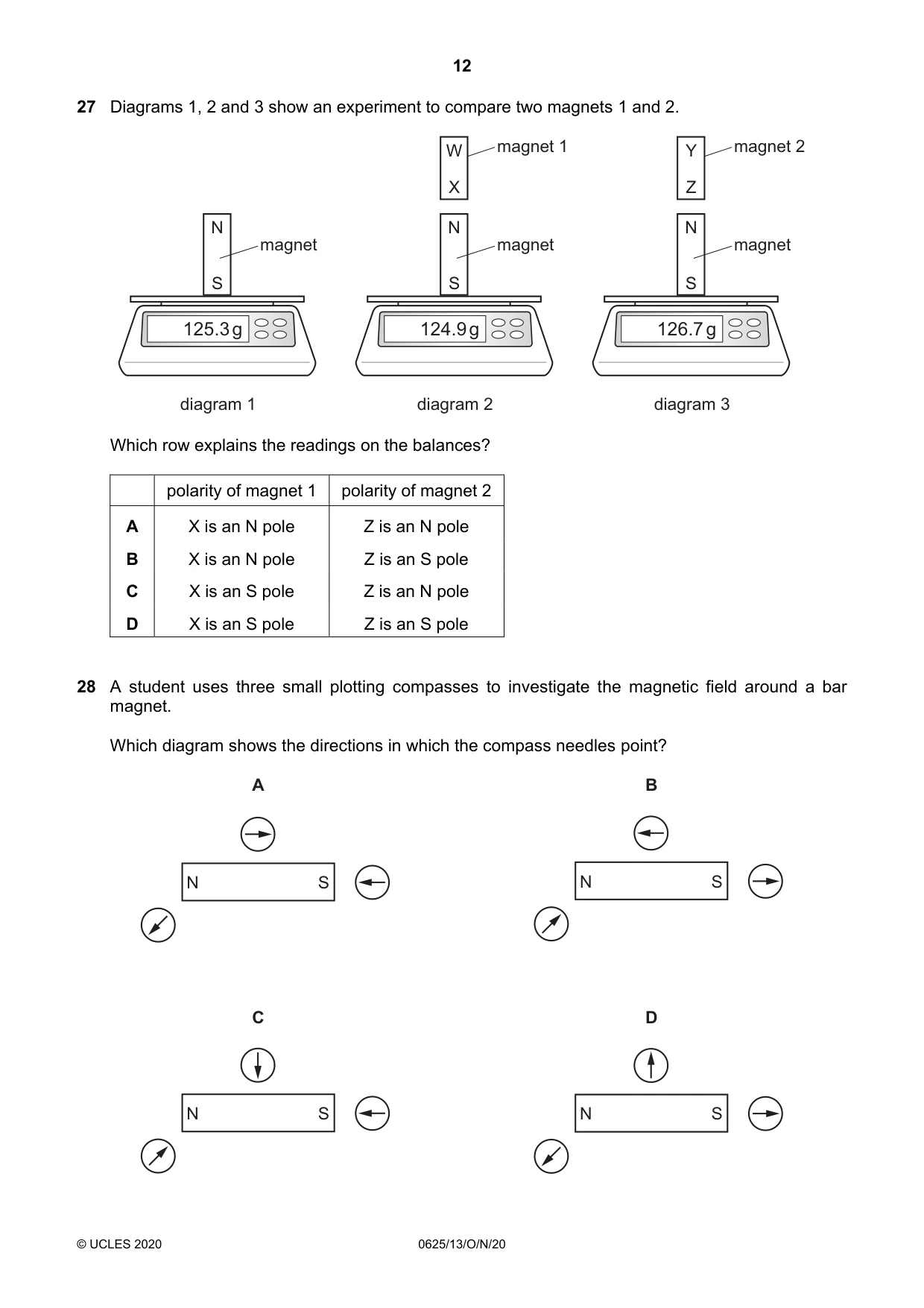 Cambridge IGCSE Physics 0625 2020 Oct/Nov Paper 1 · Variant 3 question paper, page 12 of 16