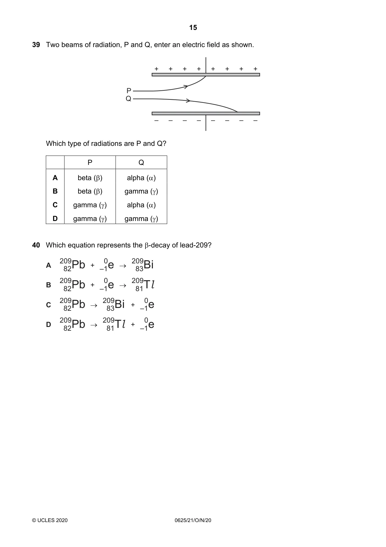 Cambridge IGCSE Physics 0625 2020 Oct/Nov Paper 2 · Variant 1 question paper, page 15 of 16