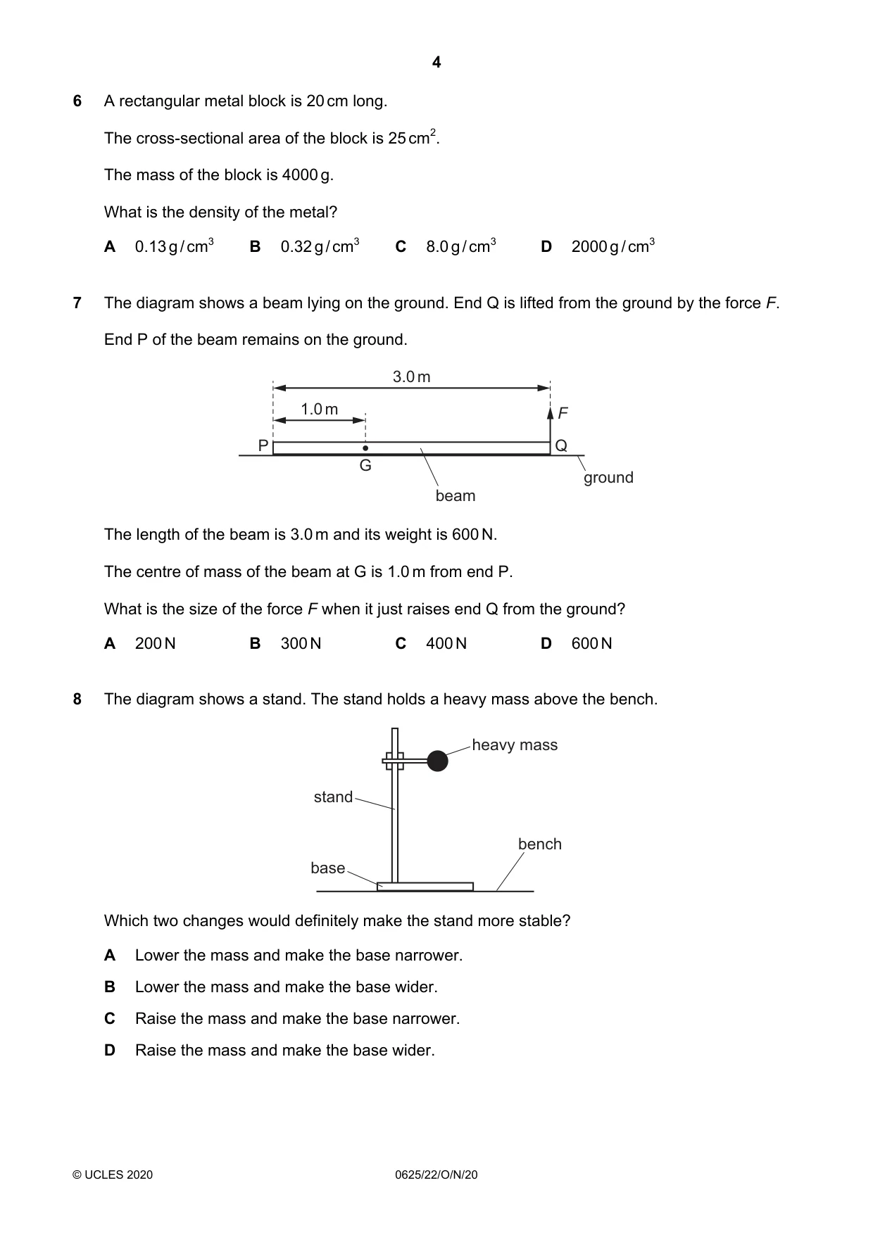 Cambridge IGCSE Physics 0625 2020 Oct/Nov Paper 2 · Variant 2 question paper, page 4 of 16