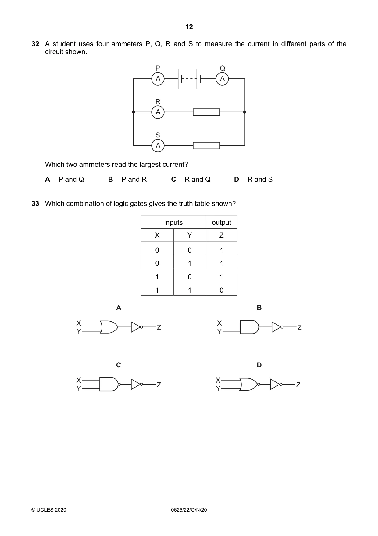 Cambridge IGCSE Physics 0625 2020 Oct/Nov Paper 2 · Variant 2 question paper, page 12 of 16