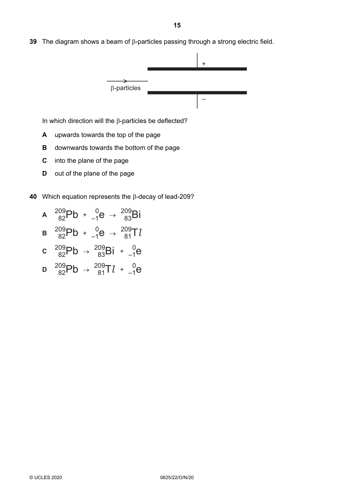 Cambridge IGCSE Physics 0625 2020 Oct/Nov Paper 2 · Variant 2 question paper, page 15 of 16