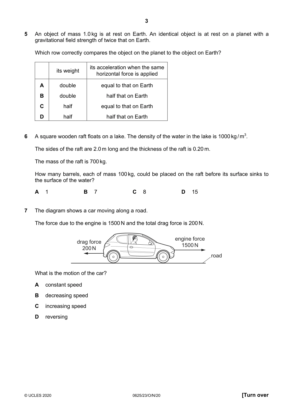 Cambridge IGCSE Physics 0625 2020 Oct/Nov Paper 2 · Variant 3 question paper, page 3 of 16