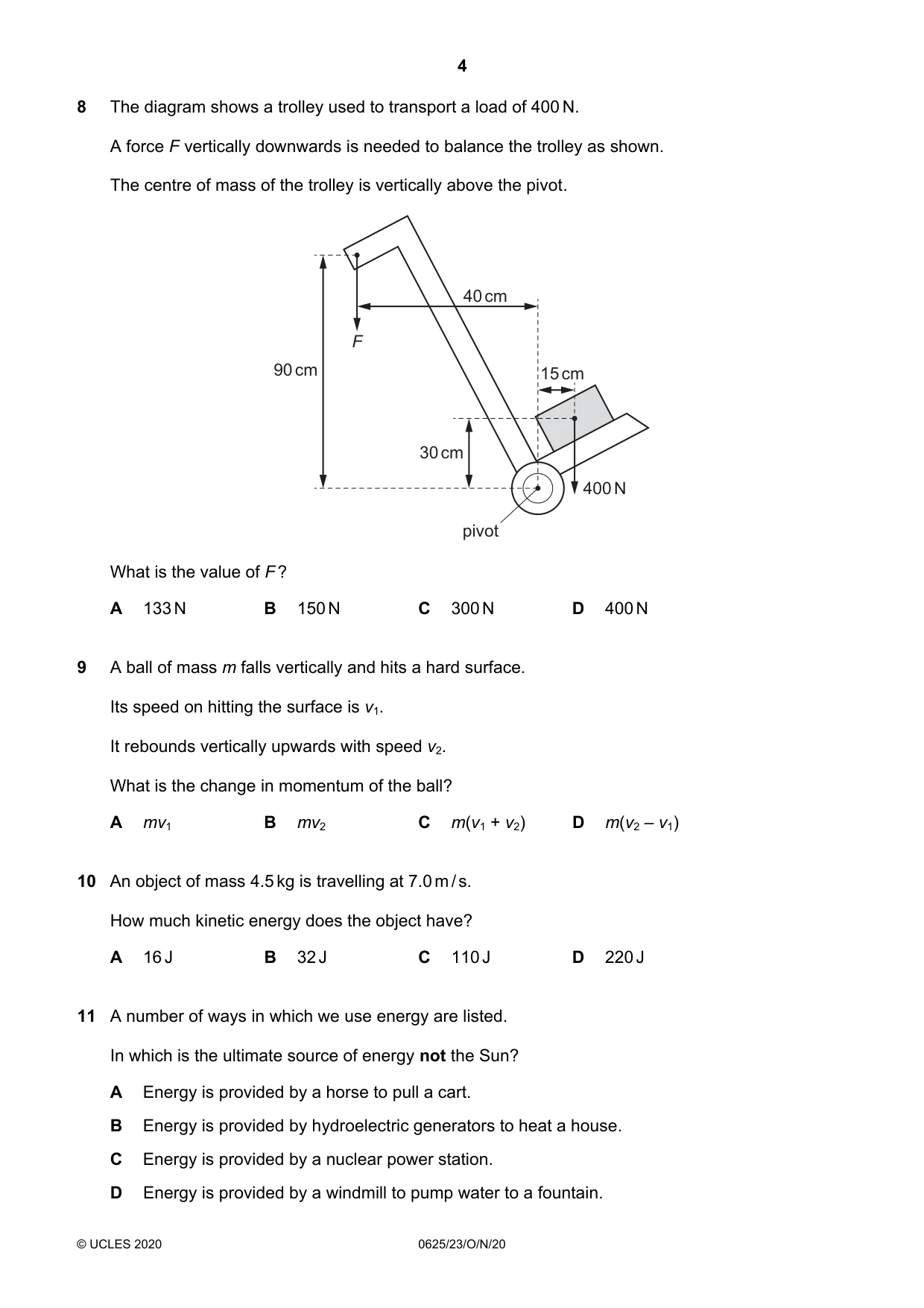 Cambridge IGCSE Physics 0625 2020 Oct/Nov Paper 2 · Variant 3 question paper, page 4 of 16