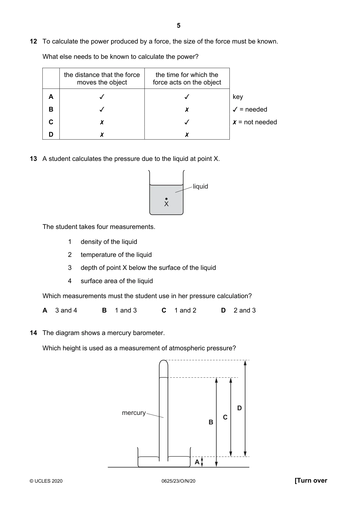 Cambridge IGCSE Physics 0625 2020 Oct/Nov Paper 2 · Variant 3 question paper, page 5 of 16