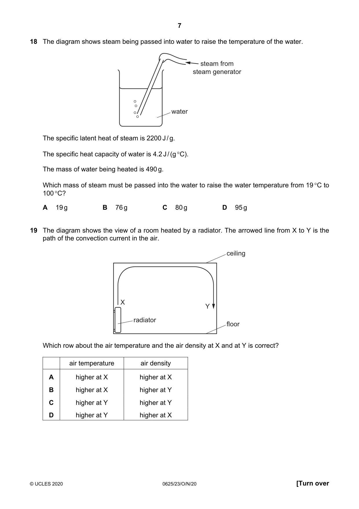 Cambridge IGCSE Physics 0625 2020 Oct/Nov Paper 2 · Variant 3 question paper, page 7 of 16