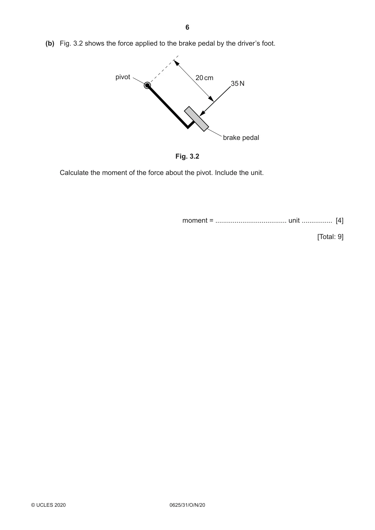 Cambridge IGCSE Physics 0625 2020 Oct/Nov Paper 3 · Variant 1 question paper, page 6 of 20
