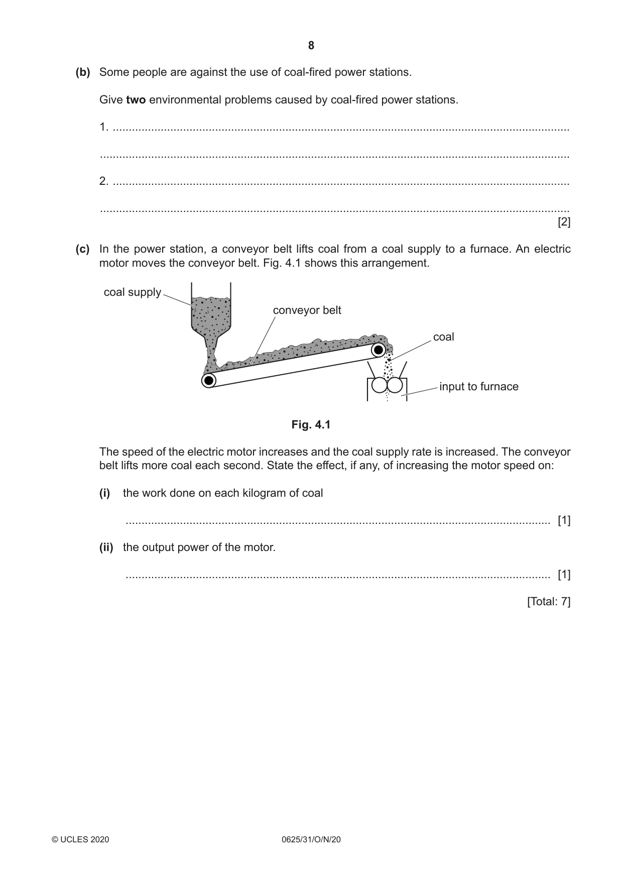 Cambridge IGCSE Physics 0625 2020 Oct/Nov Paper 3 · Variant 1 question paper, page 8 of 20