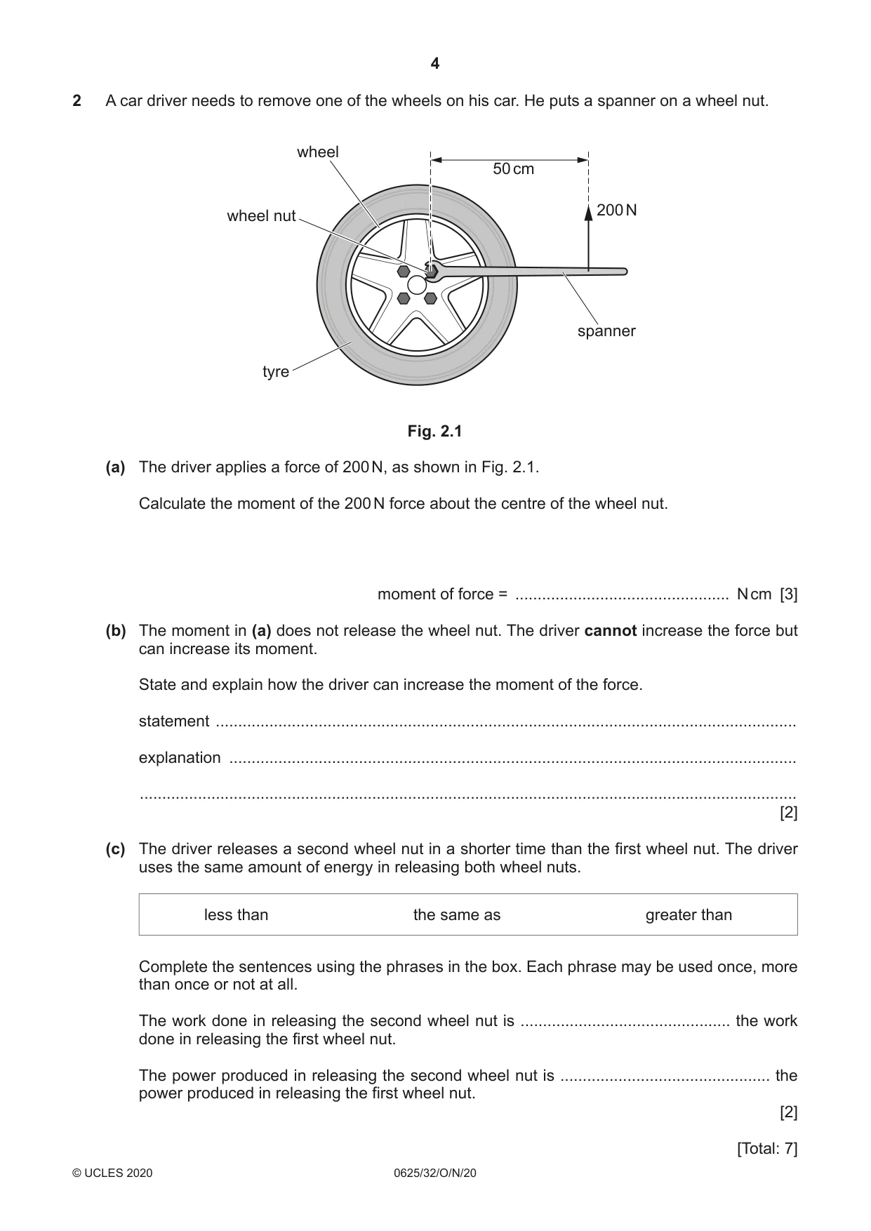 Cambridge IGCSE Physics 0625 2020 Oct/Nov Paper 3 · Variant 2 question paper, page 4 of 16