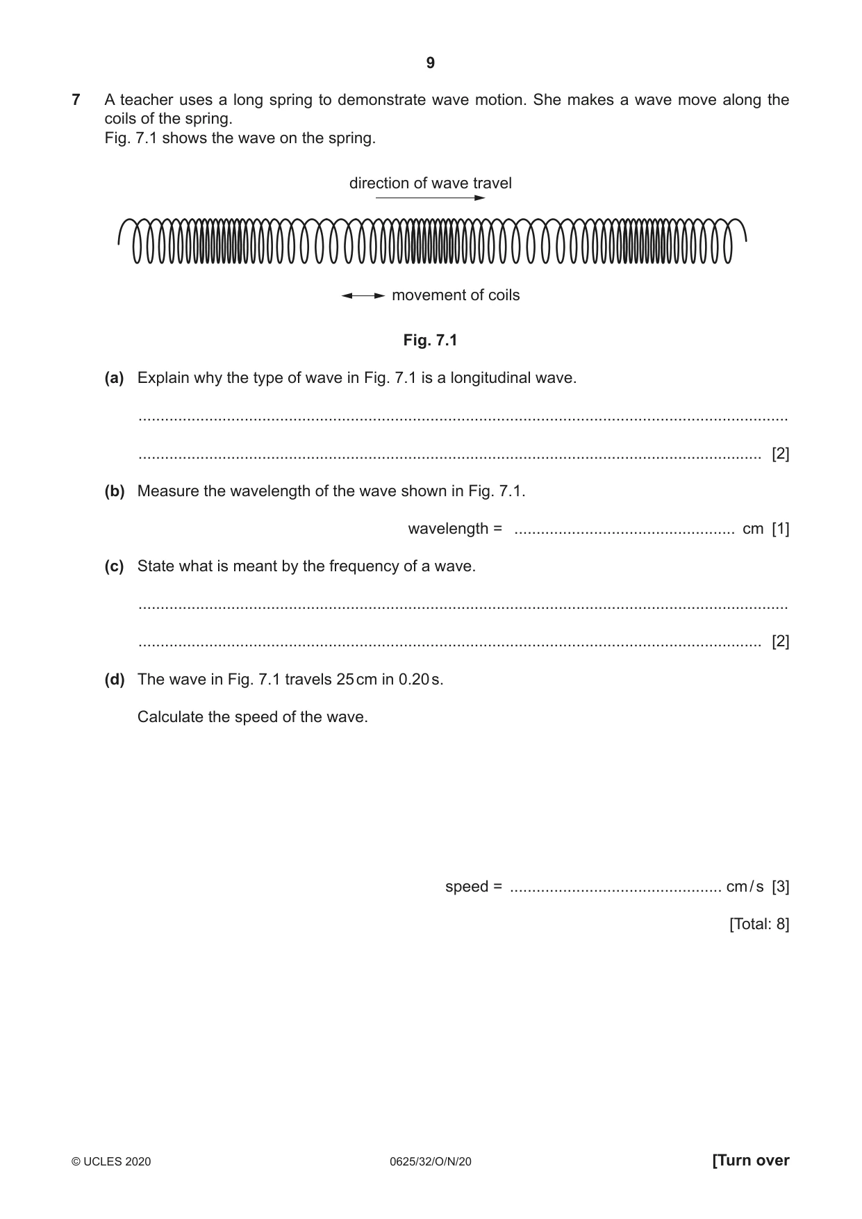 Cambridge IGCSE Physics 0625 2020 Oct/Nov Paper 3 · Variant 2 question paper, page 9 of 16