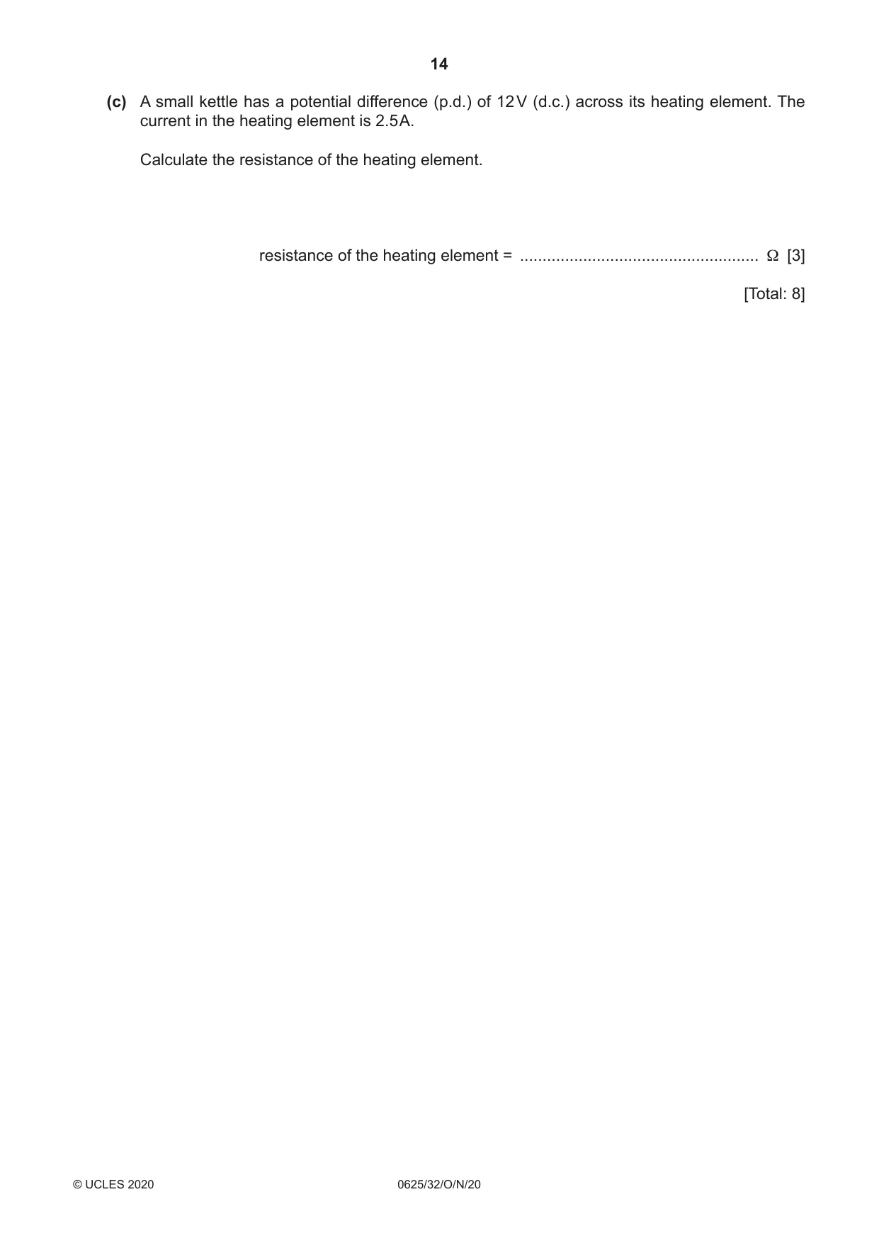 Cambridge IGCSE Physics 0625 2020 Oct/Nov Paper 3 · Variant 2 question paper, page 14 of 16