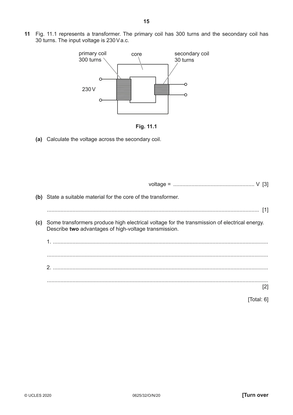 Cambridge IGCSE Physics 0625 2020 Oct/Nov Paper 3 · Variant 2 question paper, page 15 of 16