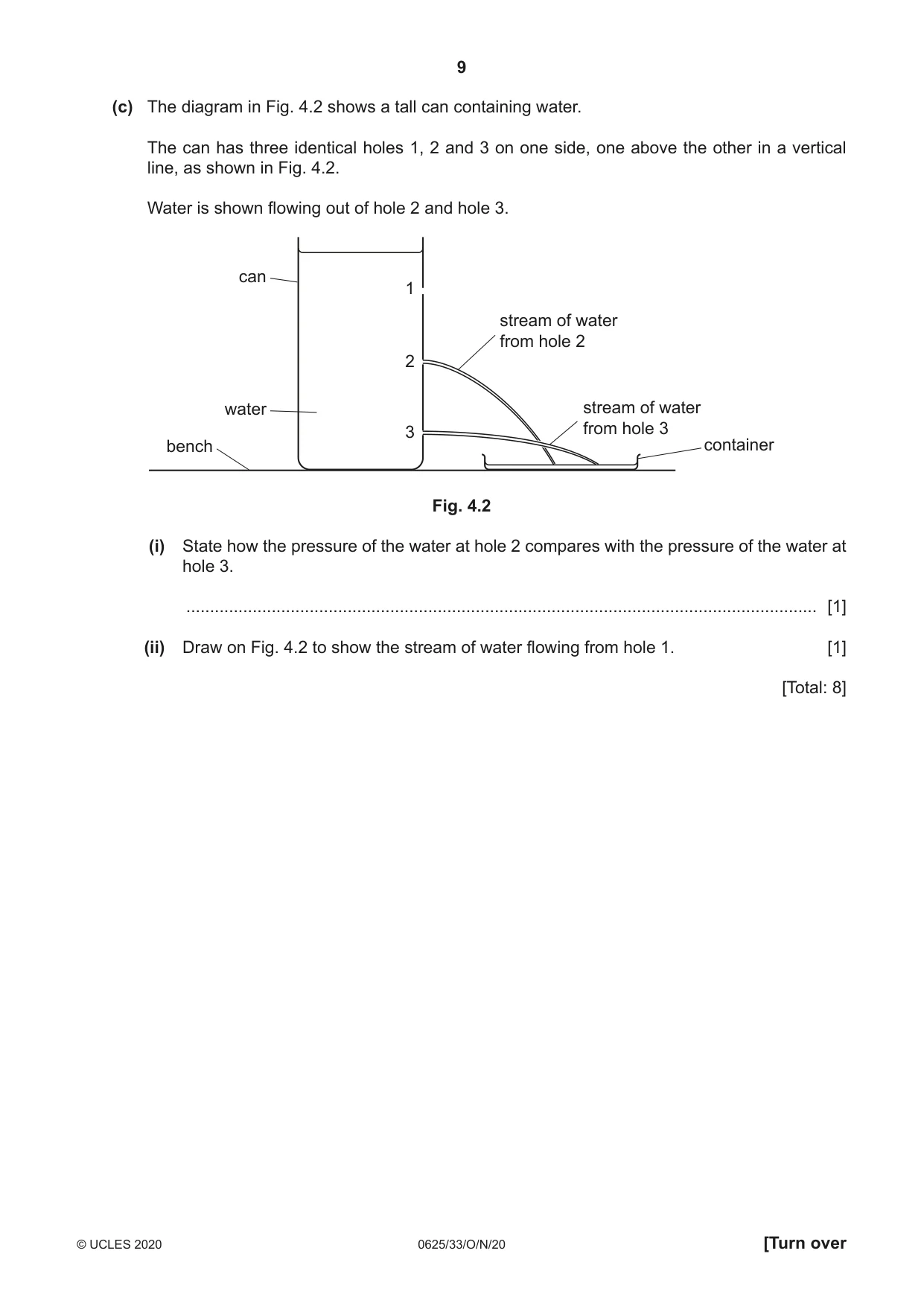 Cambridge IGCSE Physics 0625 2020 Oct/Nov Paper 3 · Variant 3 question paper, page 9 of 20