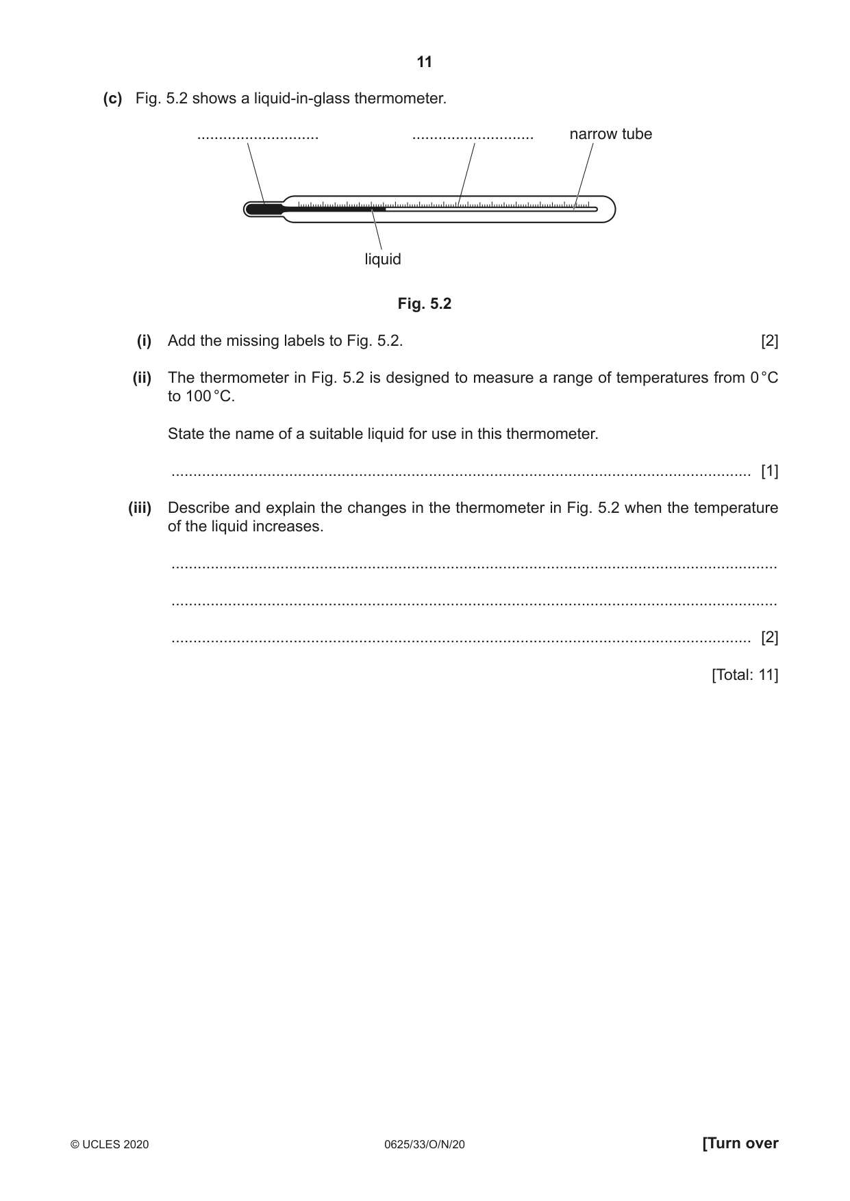 Cambridge IGCSE Physics 0625 2020 Oct/Nov Paper 3 · Variant 3 question paper, page 11 of 20