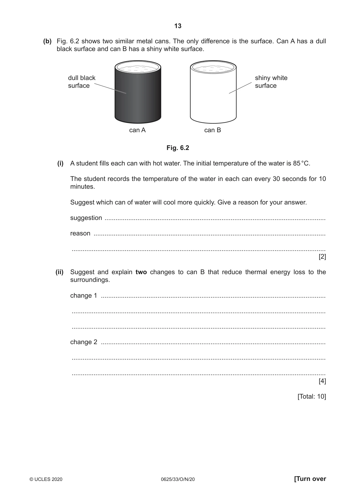 Cambridge IGCSE Physics 0625 2020 Oct/Nov Paper 3 · Variant 3 question paper, page 13 of 20