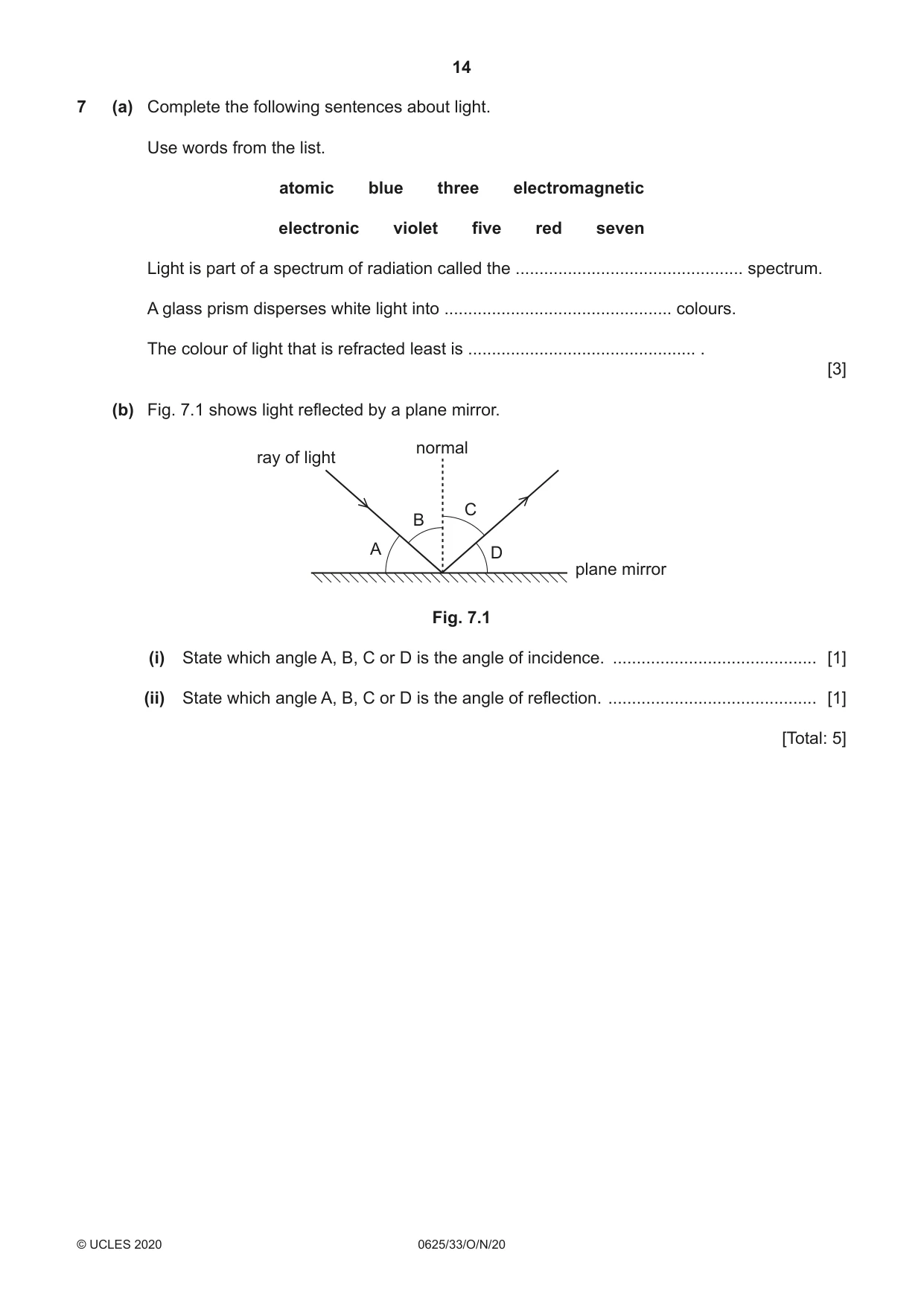 Cambridge IGCSE Physics 0625 2020 Oct/Nov Paper 3 · Variant 3 question paper, page 14 of 20