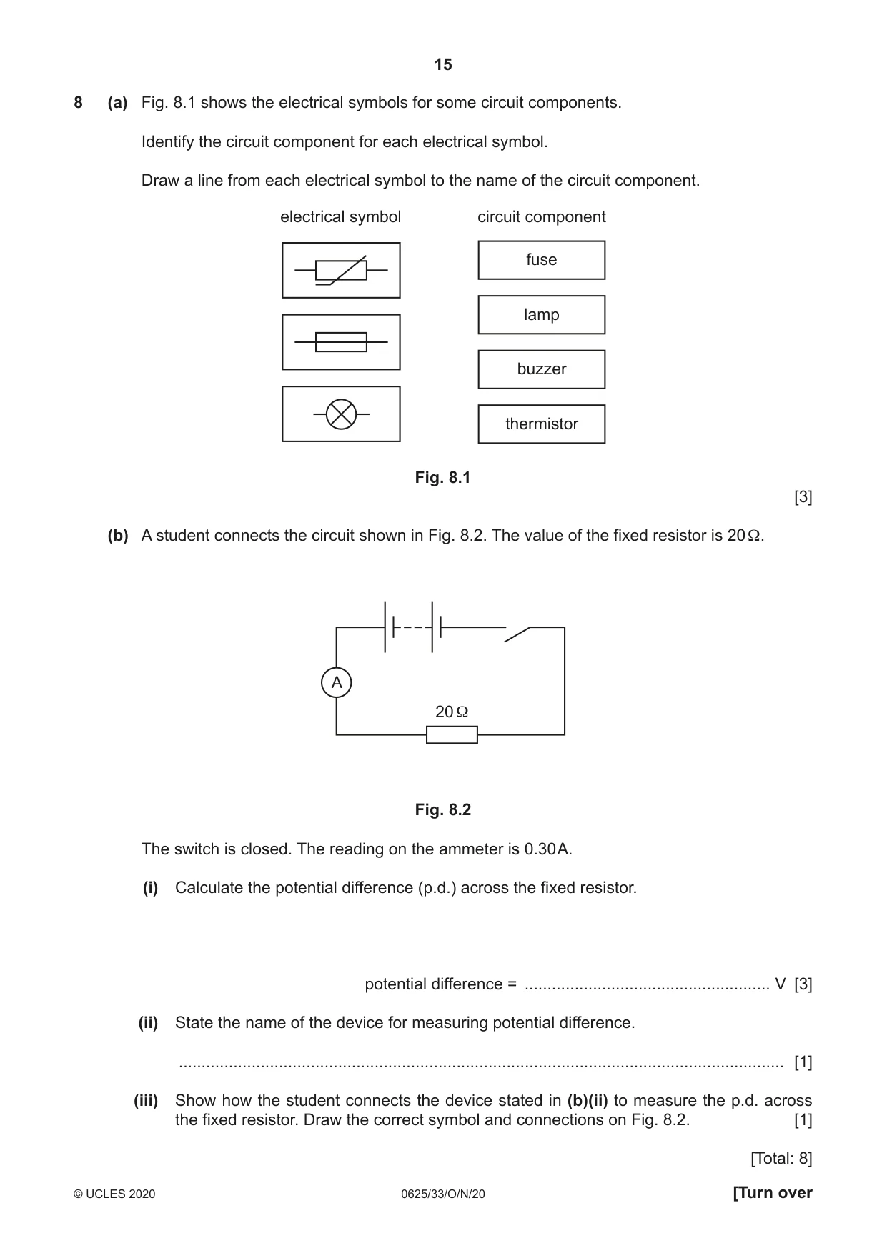 Cambridge IGCSE Physics 0625 2020 Oct/Nov Paper 3 · Variant 3 question paper, page 15 of 20