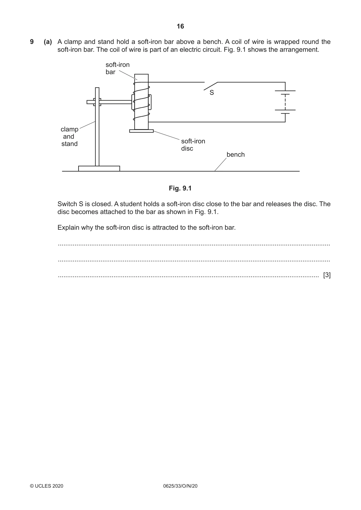 Cambridge IGCSE Physics 0625 2020 Oct/Nov Paper 3 · Variant 3 question paper, page 16 of 20